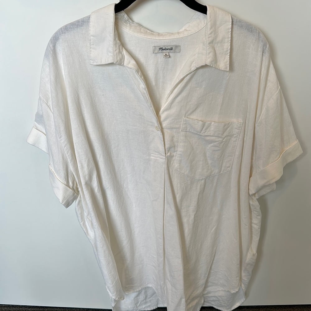 Madewell size XL white linen blouse